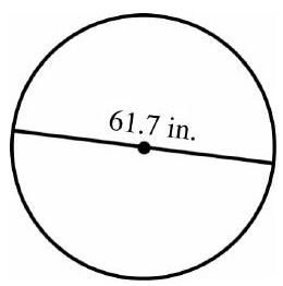 in the next problems, use 3.14 as the approximate value for \pi if needed. Round your answers to the nearest tenth when necessary. -Find the radius.