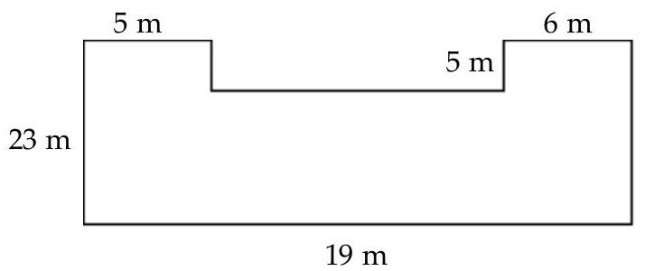 Solve. -From the building floor plan depicted in the figure, calculate the floor space area.