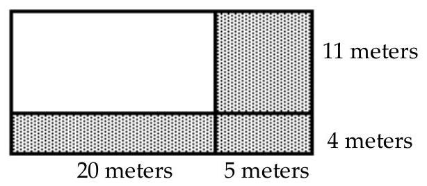 Find the area of the shaded region. - 
