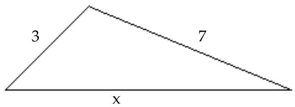 <strong>Solve. -Write an expression for the sum of the lengths of the sides of the triangles shown. </strong> A) 3+7+x or 10+x B) x+4 C) 7+x D) 10
