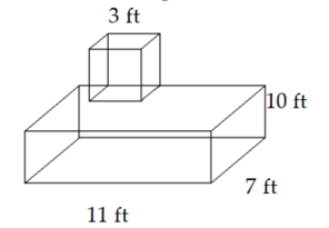 Find the volume of the composite figure. Round to the nearest hundredth if necessary. -Cube on rectangular solid