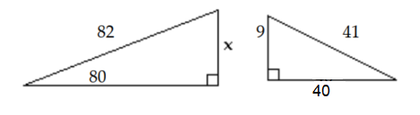 The two triangles below are similar. Find the length of any missing side. -