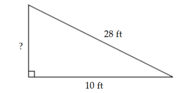 Solve the problem. If necessary, round to the nearest tenth. -A painter leans a ladder against one wall of a house. At what height does the ladder touch the wall?