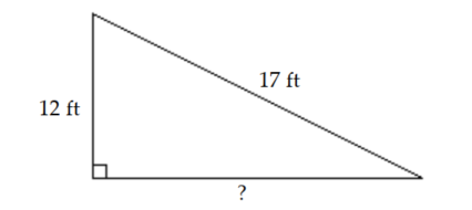 Solve the problem. If necessary, round to the nearest tenth. -Below is a diagram of a water slide. How far is it along the ground from the end of the slide back to the base of the ladder that leads to the slide?  