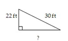 <strong>Solve the problem. Give the answer to the nearest thousandth if necessary. -Below is a diagram of a water slide. The slide is 30 ft long. The ladder leading to the slide is 22 ft long. How far is it from the end of the slide to the foot of the ladder? </strong> A) 208 ft B) 10.198 ft C) 20.396 ft D) 26 ft