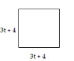 Solve the problem. -What polynomial expression represents, in appropriate units, the perimeter of this square? The area?