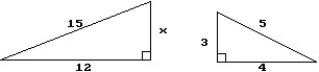 Solve the problem. -Find the missing length in the similar triangles.