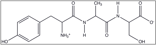 <strong>Which one of the representations describes the oligopeptide shown below? </strong> A) Tyr-Ala-Thr B) Tyr-Gly-Cys C) Tyr-Ala-Ser D) Phe-Gly-Cys E) Phe-Ala-Thr