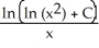<strong>Solve the differential equation   =   + 2   .</strong> A) y = x ln   B) y = x ln   C) y = x ln   D) y =   E) y =   <div style=padding-top: 35px> 