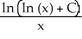 <strong>Solve the differential equation   =   + 2   .</strong> A) y = x ln   B) y = x ln   C) y = x ln   D) y =   E) y =   <div style=padding-top: 35px> 