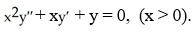 <strong>Find the general solution of the differential equation  </strong> A) y = Ax cos(ln x) + Bx sin(ln x) B) y = A cos(2ln x) + B sin(2ln x) C) y = A cos(ln x) + B sin(ln x) D) y = Ax + Bx ln x E) y = Ax cos x + Bx sin x <div style=padding-top: 35px> 