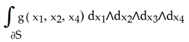 <strong>Let S be a piece with boundary of a smooth 3-manifold in R<sup>4</sup> (hypersurface) given by the equation = g( , , ) and let = d d d . Apart from sign due to orientation of S, is equal to</strong> A) the 3-volume of the projection of S onto the hyperplane = 0 B) the 4-volume of the projection of S onto the hyperplane = 0 C) D) E) None of the above