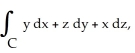<strong>Use Stokes's Theorem to evaluate the line integral where C is the triangle with vertices (0, 0, 1), (0, 1, 1) and (1, 0, 0) with counterclockwise orientation as seen from high on the z-axis.</strong> A) 0 B) 1 C) -1 D) 2 E) -2