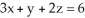 <strong>Use Stokes's Theorem to evaluate the line integral + (2x - y) dy + (y + z) dz,where C is the triangle cut from the plane P with equation by the three coordinate planes. C has orientation inherited from the upward normal on P.</strong> A) 18 B) -6 C) 6 D) 24 E) -24