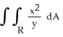 <strong>Evaluate the double integral over the rectangle R bounded by the lines x = 0, x = 2, y = 1, and y = 2.</strong> A) B) ln 2 C) ln 2 D) E) 2