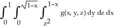 <strong>Express the iterated integral as an equivalent integral in which the outermost integral is with respect to x and the innermost is with respect to y.</strong> A) B) C) D) E)