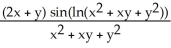 <strong>Find and if z = f(x, y) = cos (ln( + xy + )).</strong> A) = - ; = - B) = - ; = - C) = - ; = - D) = ; = E) = - ; = -