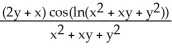 <strong>Find and if z = f(x, y) = cos (ln( + xy + )).</strong> A) = - ; = - B) = - ; = - C) = - ; = - D) = ; = E) = - ; = -