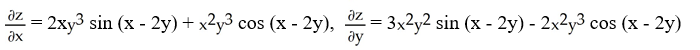 <strong>Find and if z = f(x, y) = sin(x - 2y).</strong> A) B) C) D) E)