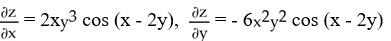 <strong>Find and if z = f(x, y) = sin(x - 2y).</strong> A) B) C) D) E)