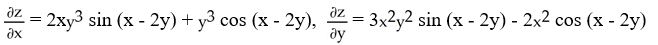 <strong>Find and if z = f(x, y) = sin(x - 2y).</strong> A) B) C) D) E)