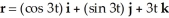 A particle is moving so that at time t its position is given by . Find the derivative of f(x, y, z) = xyz at the location of the particle at time t = in the direction in which the particle is moving at that time.