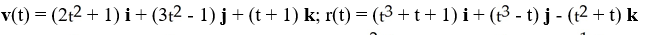 <strong>A moving particle starts at an initial position (1, 0, 0) with initial velocity i - j + k. Its acceleration at time t is a(t) = 4t i + 6t j + k. Find its velocity and position at time t > 0.</strong> A) B) C) D) E)