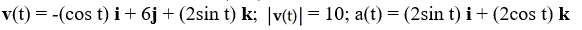 <strong>Find the velocity, speed, and acceleration at time t of a particle that has position function r(t) = (2sin t) i + 6t j + (2cos t) k.</strong> A) B) C) D) E)