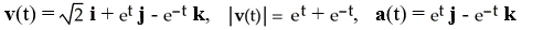 <strong>Find the velocity, speed, and acceleration at time t of a particle that has position function r(t) = t i + j + k.</strong> A) B) C) D) E)
