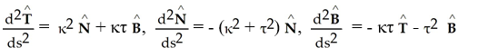 <strong>Let r = r(s) be a curve parametrized in terms of arc length, let (s) and (s) be the curvature and torsion, and let { , , } be the Frenet frame for the curve. Suppose that = 0 and = 0 for Calculate , , and in terms of , , , , and .</strong> A) B) C) D) E)