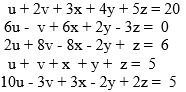 Use Maple's LinearSolve routine (or other equivalent software) to solve the system of equations:u