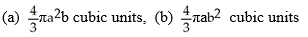 <strong>Find the volumes of solids generated when the ellipse + = 1 (where a > 0 and b > 0) is rotated about (a) the x-axis and (b) the y-axis.</strong> A) B) C) D) E)