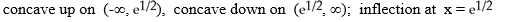 <strong>Determine the concavity and inflections of f(x) = .</strong> A) B) C) D) E) concave up on (0, \infty )