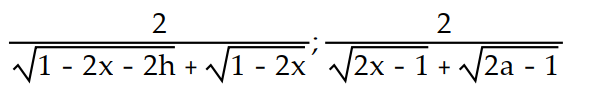 <strong>Simplify the difference quotients and for the following function. Rationalize the numerator when necessary. -f(x) = </strong> A) B) C) D)