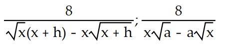 <strong>Simplify the difference quotients and for the following function. Rationalize the numerator when necessary. -f(x) = - </strong> A) B) C) D)