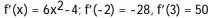 <strong>Use limits to find the derivative function for the given function f. Then evaluate (a) for the given values of a. -f(x) = - 4x; a = -2, 3</strong> A) B) C) D)