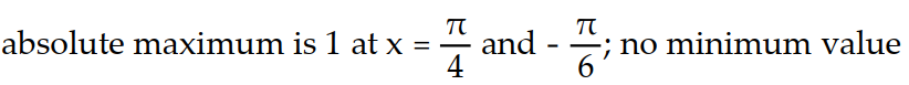 <strong>Find the absolute extreme values of the function on the interval. -f(x) = tan x, - \le x \le </strong> A) B) C) D)