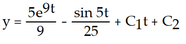 <strong>Find the general solution of the differential equation. Use C, C1, C2, . . . to denote arbitrary constants. If used, do not simplify hyperbolic functions. -y''(t) = 45 + sin 5t</strong> A) B) C) D)