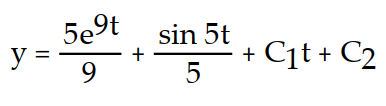 <strong>Find the general solution of the differential equation. Use C, C1, C2, . . . to denote arbitrary constants. If used, do not simplify hyperbolic functions. -y''(t) = 45 + sin 5t</strong> A) B) C) D)