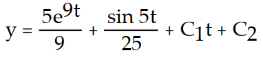 <strong>Find the general solution of the differential equation. Use C, C1, C2, . . . to denote arbitrary constants. If used, do not simplify hyperbolic functions. -y''(t) = 45 + sin 5t</strong> A) B) C) D)