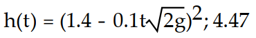 <strong>Solve the problem. -Imagine a large tank with cross-sectional area A. The bottom of the tank has a circular drain with cross-sectional area a. Assume the tank is initially filled with water to a height h(0) = H. The height of the water as it flows out of the tank is described by the equation where is the acceleration due to gravity. Find the water height function for Then determine the approximate time at which the tank is first empty. If necessary, round to two decimal places. </strong> A) B) C) D)