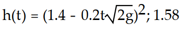 <strong>Solve the problem. -Imagine a large tank with cross-sectional area A. The bottom of the tank has a circular drain with cross-sectional area a. Assume the tank is initially filled with water to a height h(0) = H. The height of the water as it flows out of the tank is described by the equation where is the acceleration due to gravity. Find the water height function for Then determine the approximate time at which the tank is first empty. If necessary, round to two decimal places. </strong> A) B) C) D)