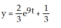 <strong>Solve the initial value problem. -y'(t) + 9y = 3, y(0) = 1</strong> A) B) C) D)