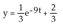 <strong>Solve the initial value problem. -y'(t) + 9y = 3, y(0) = 1</strong> A) B) C) D)