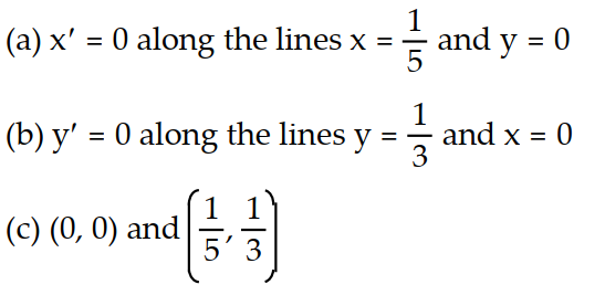 <strong>Solve the problem. -Consider the pair of differential equations that model a predator-prey system with populations x and y. (t) = 5x - xy (t) = -3y + xy (a) Find the lines along which (t) = 0, (b) find the lines along which (t) = 0, (c) find the equilibrium points for the system.</strong> A) B) C) D)