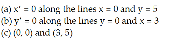 <strong>Solve the problem. -Consider the pair of differential equations that model a predator-prey system with populations x and y. (t) = 5x - xy (t) = -3y + xy (a) Find the lines along which (t) = 0, (b) find the lines along which (t) = 0, (c) find the equilibrium points for the system.</strong> A) B) C) D)