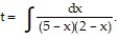Solve the problem by integration. -Under specified conditions, the time t (in min) required to form x grams of a substance during a chemical reaction is given by   Find the equation relating t and x if x = 0 g when  