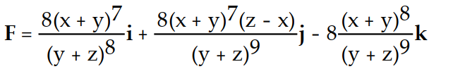 <strong>Find the gradient field F of the function f. -f(x, y, z) = </strong> A) B) C) D)