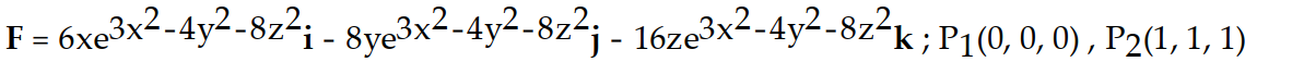 <strong>Evaluate the work done between point 1 and point 2 for the conservative field F. - </strong> A) W = - 1 B) W = + + - 1 C) W = D) W = 0
