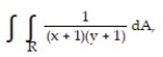 <strong>Evaluate the double integral over the given region. - R = {(x, y): 0 \le x \le 6, 0 \le y \le 4}</strong> A) ln 7 B) ln 7 ln 5 C) 5 ln 7 D) ln 35